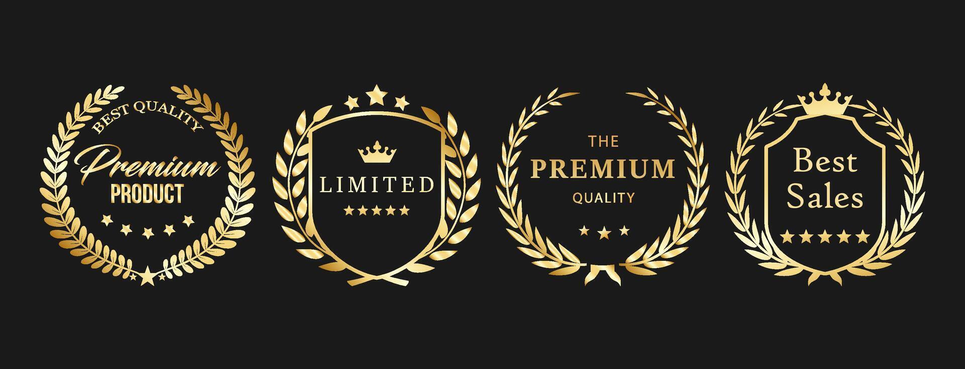 Premium Golden Laurel Emblem Set vector