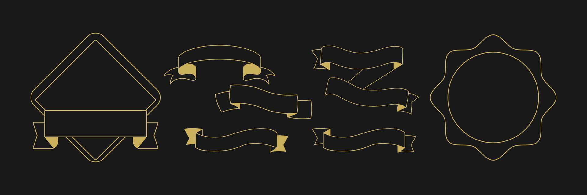 Elegant Vintage Outline Ribbons Set vector