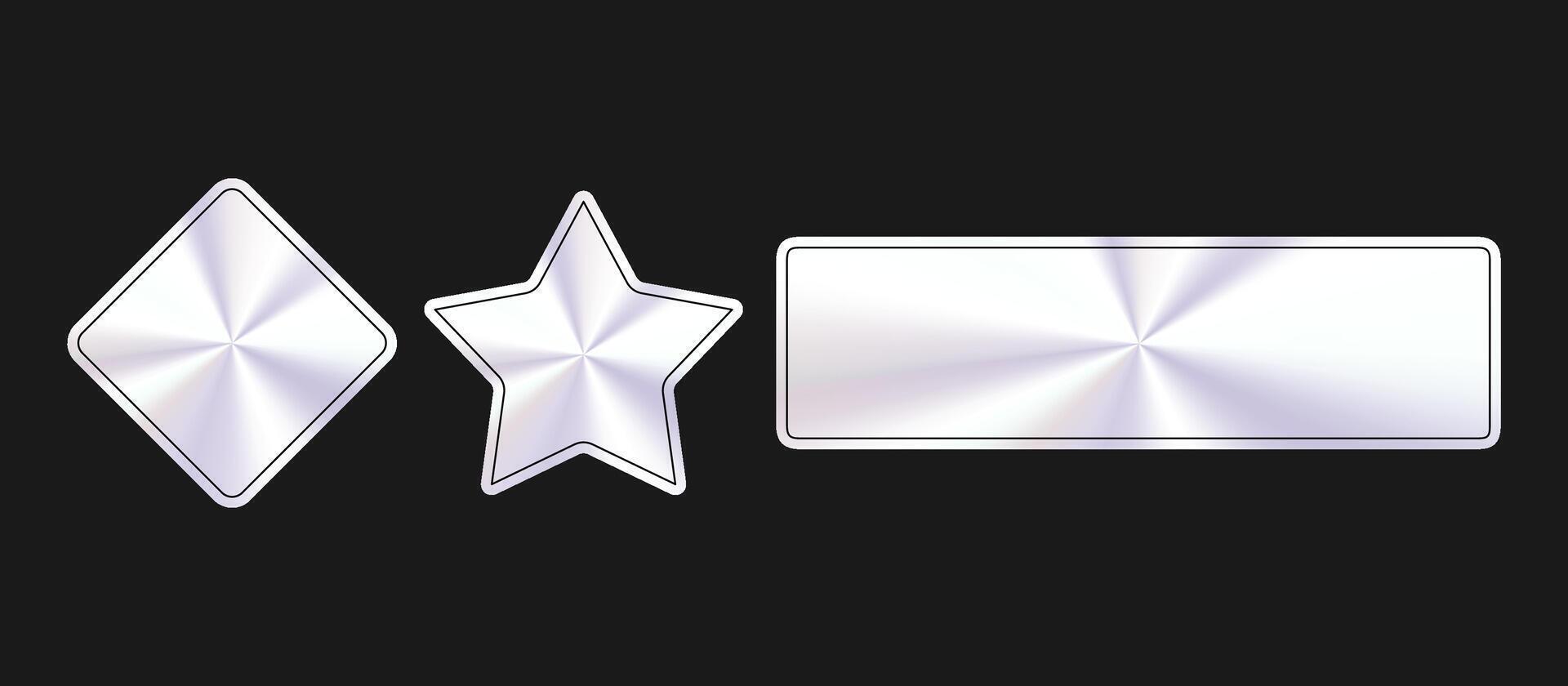 Metallic Futuristic Sticker Shapes Set vector