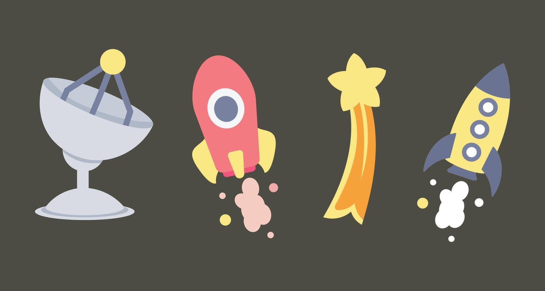 Cartoon Rocket and Space Elements vector