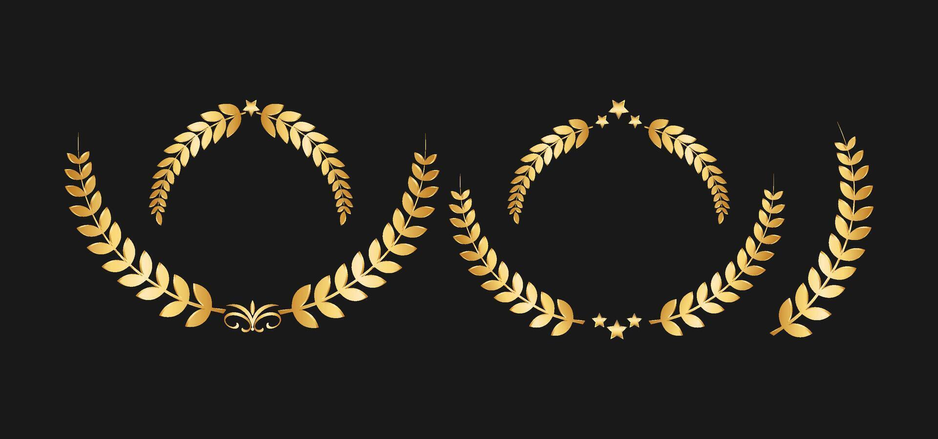 Golden Laurel Wreath Set vector