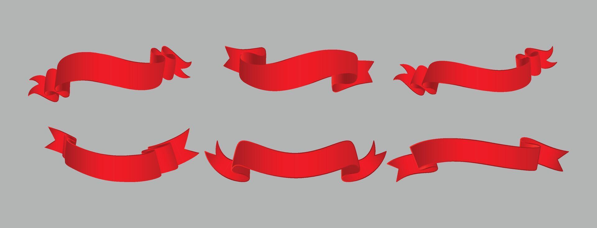 Red Ribbon Banners Set vector