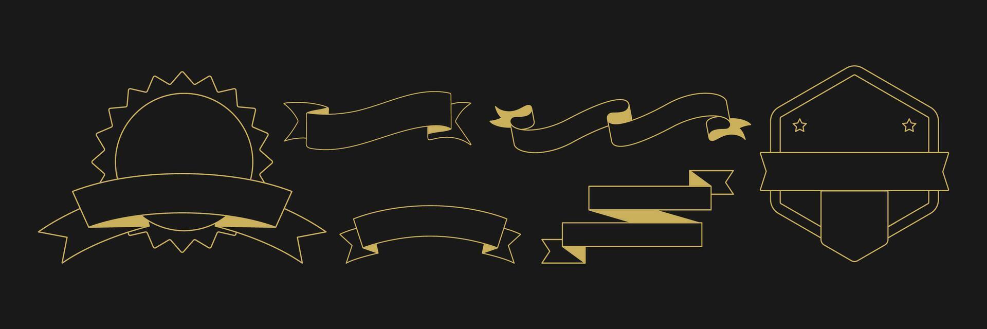 Vintage Gold Outline Ribbon Set vector