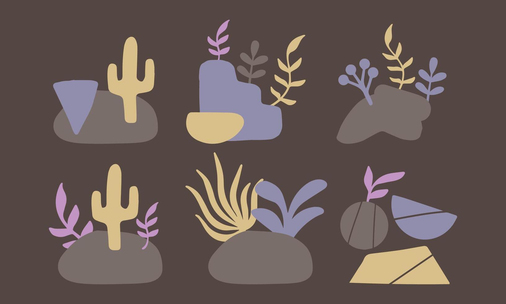Abstract Boho Desert Elements Collection for Modern Design and Decor vector