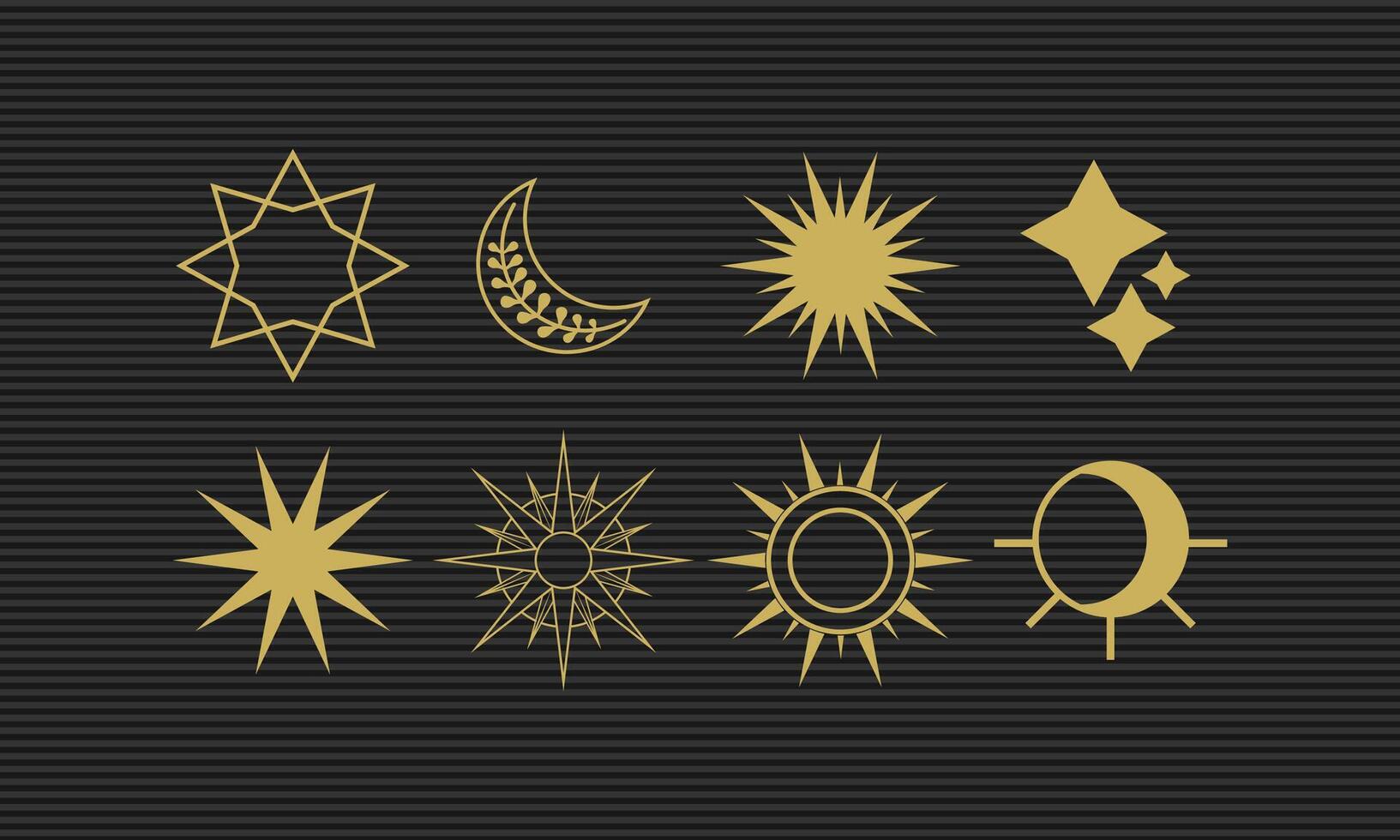 Gold Celestial Symbols Collection vector