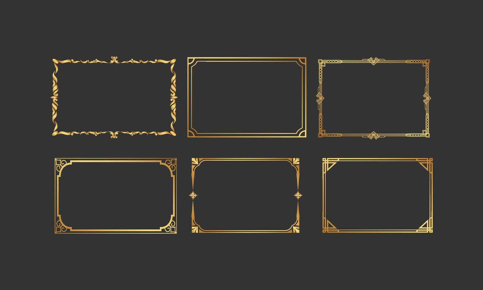 Ornate Gold Rectangular Frame Set vector