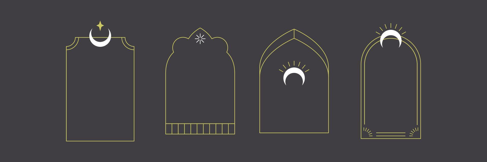 Boho Crescent Moon Frame Collection vector
