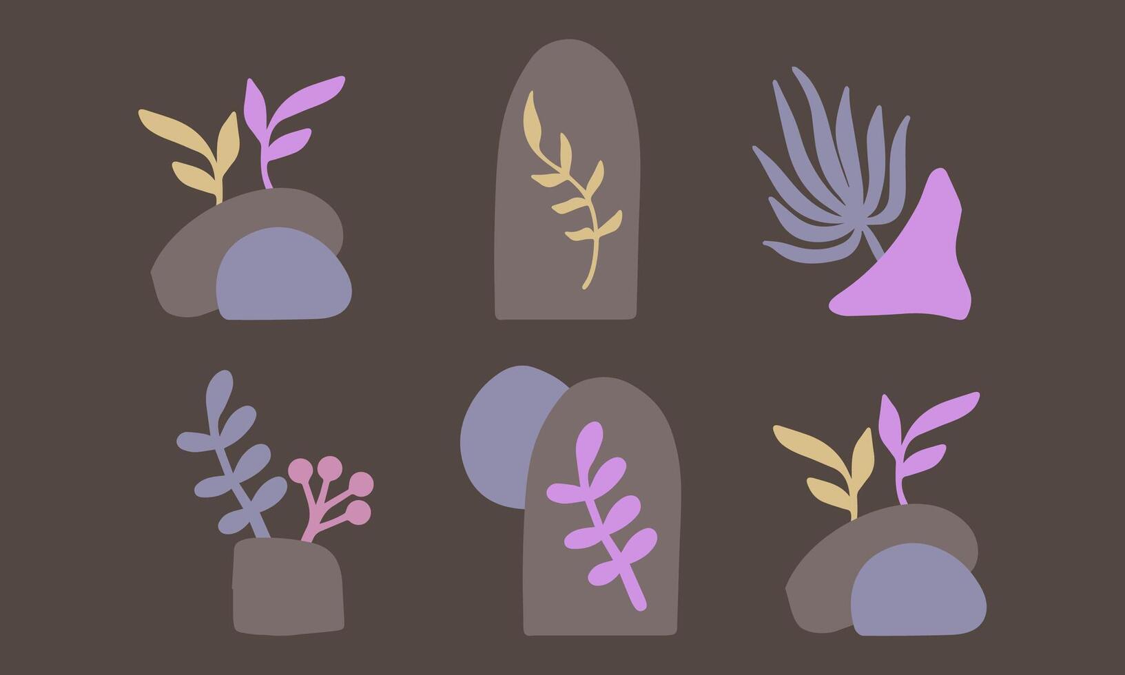 Abstract Boho Botanical Elements Collection for Modern Design Projects vector
