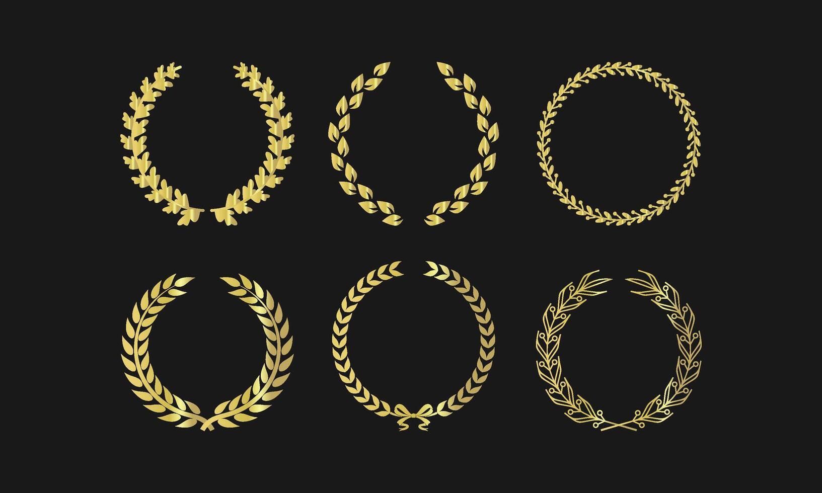 Gold Laurel Wreath Collection for Awards and Prestige Design vector