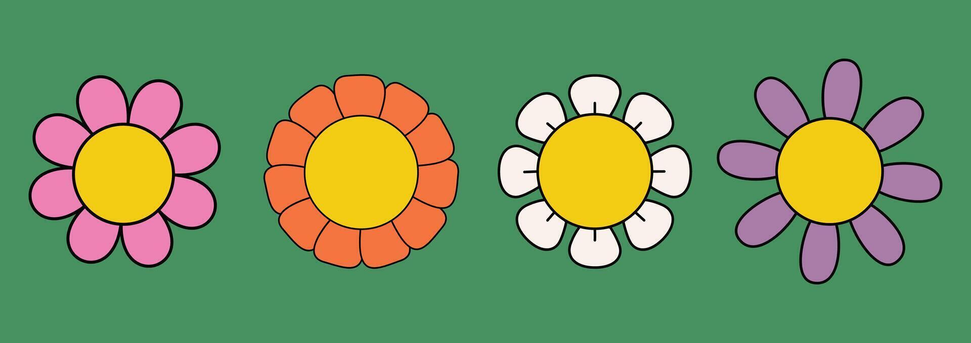Retro Flower Illustration Design vector