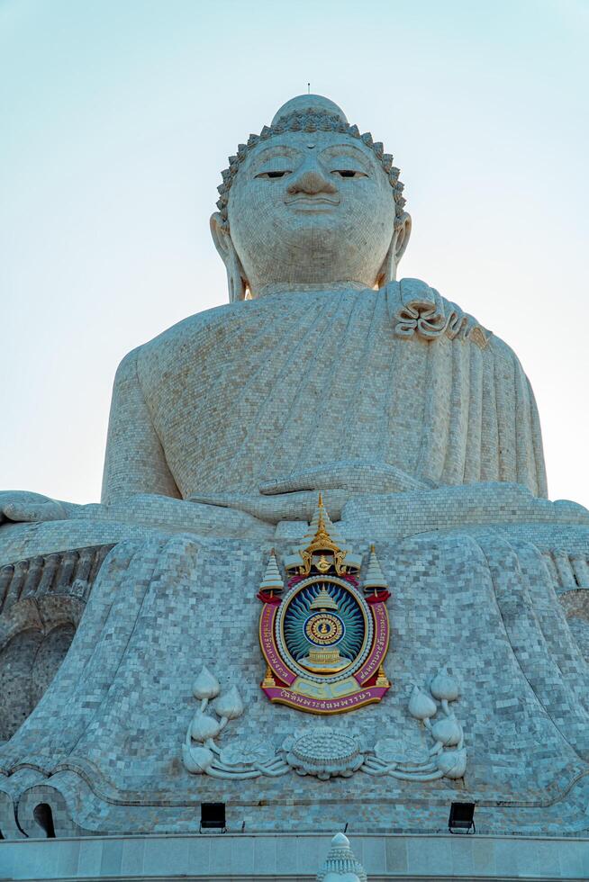 The giant statue of the Big Buddha is an iconic landmark made of concrete covered with white marble located on a hill with beautiful views in Phuket, Thailand on March 24, 2024 photo
