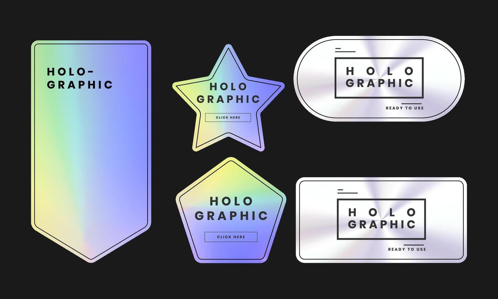 Holographic Sticker Collection Design Set vector