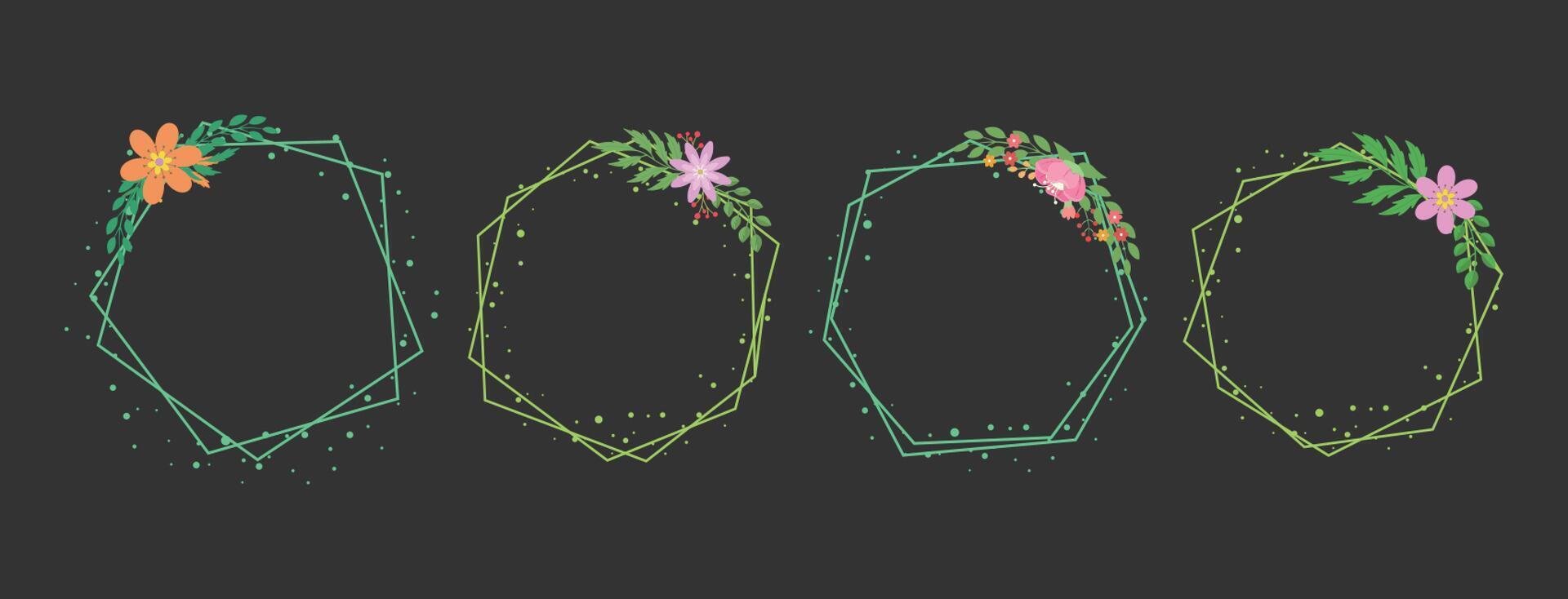 Floral Geometric Frame Collection vector