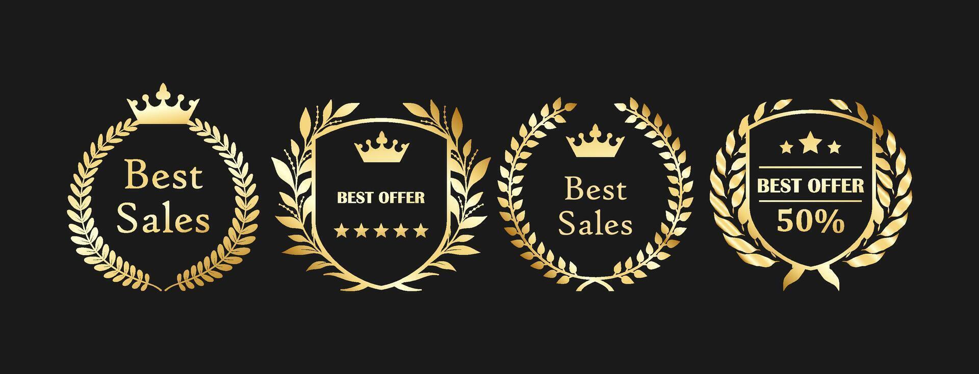 Golden Laurel Best Offer Badges vector