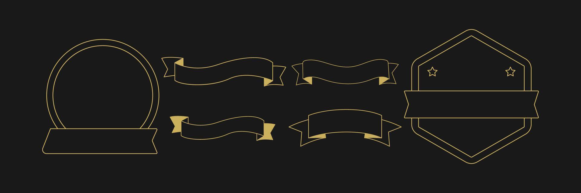 Vintage Badge and Ribbon Outline Collection vector