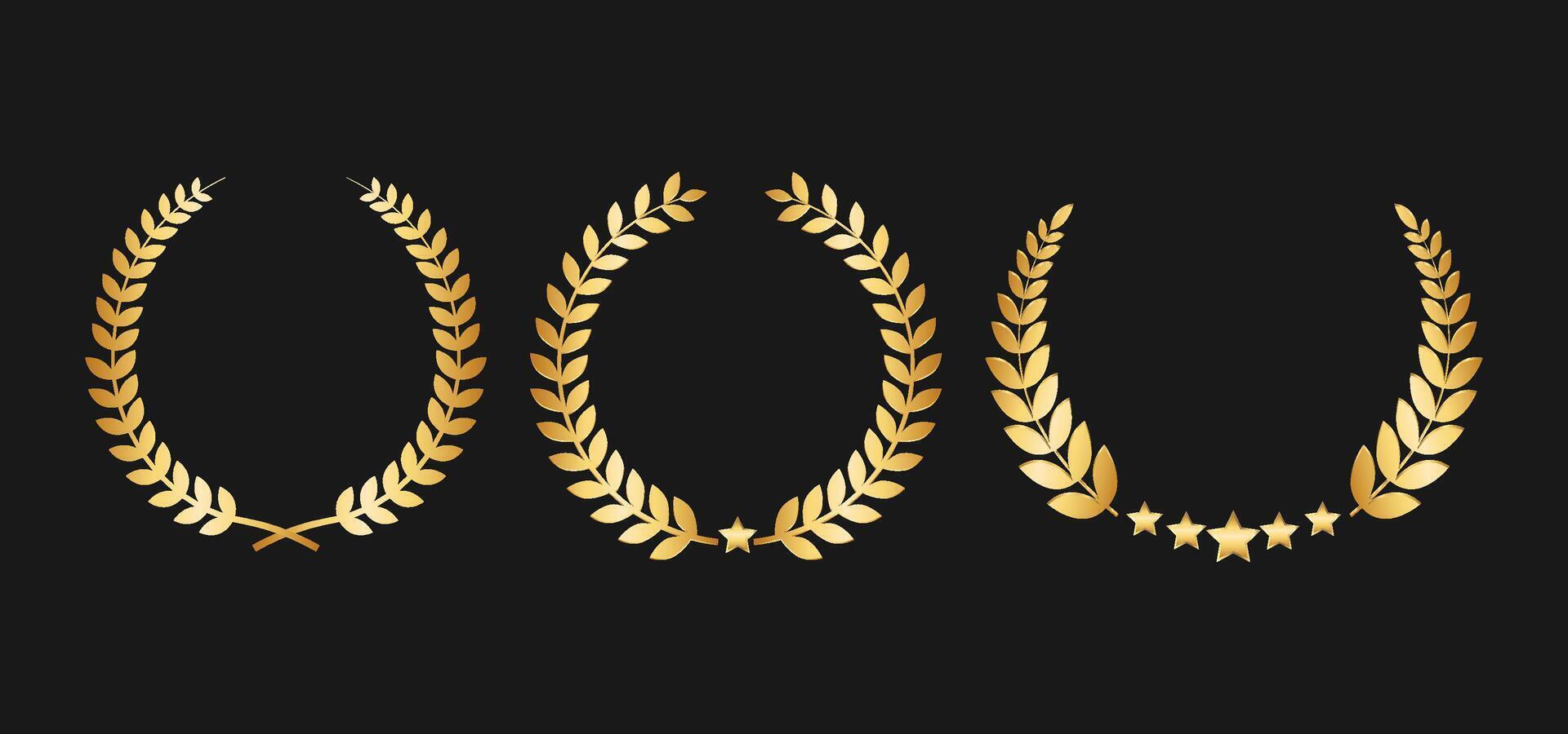 Golden Badge Laurel Wreath vector