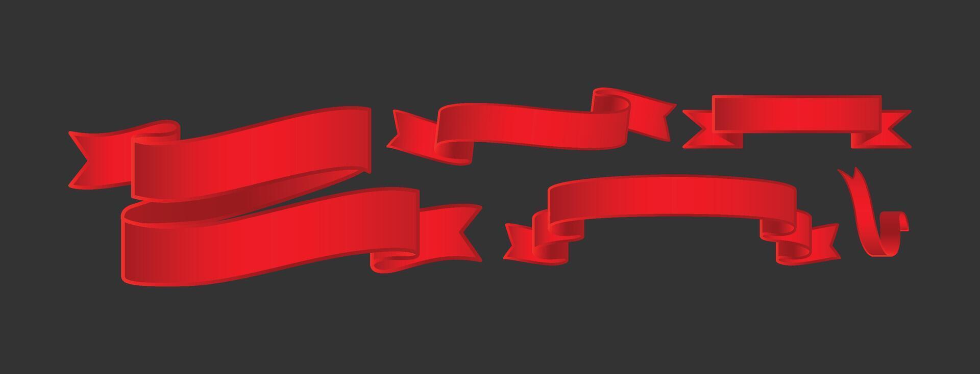 Elegant Red Ribbon Banners Collection vector