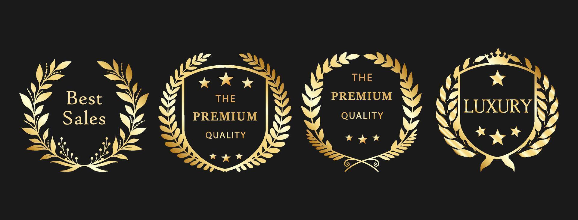 Premium Golden Laurel Luxury Badges vector