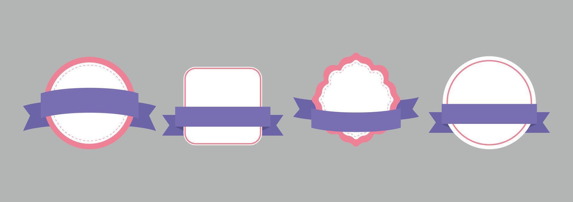 Pastel Round and Square Badge Set vector