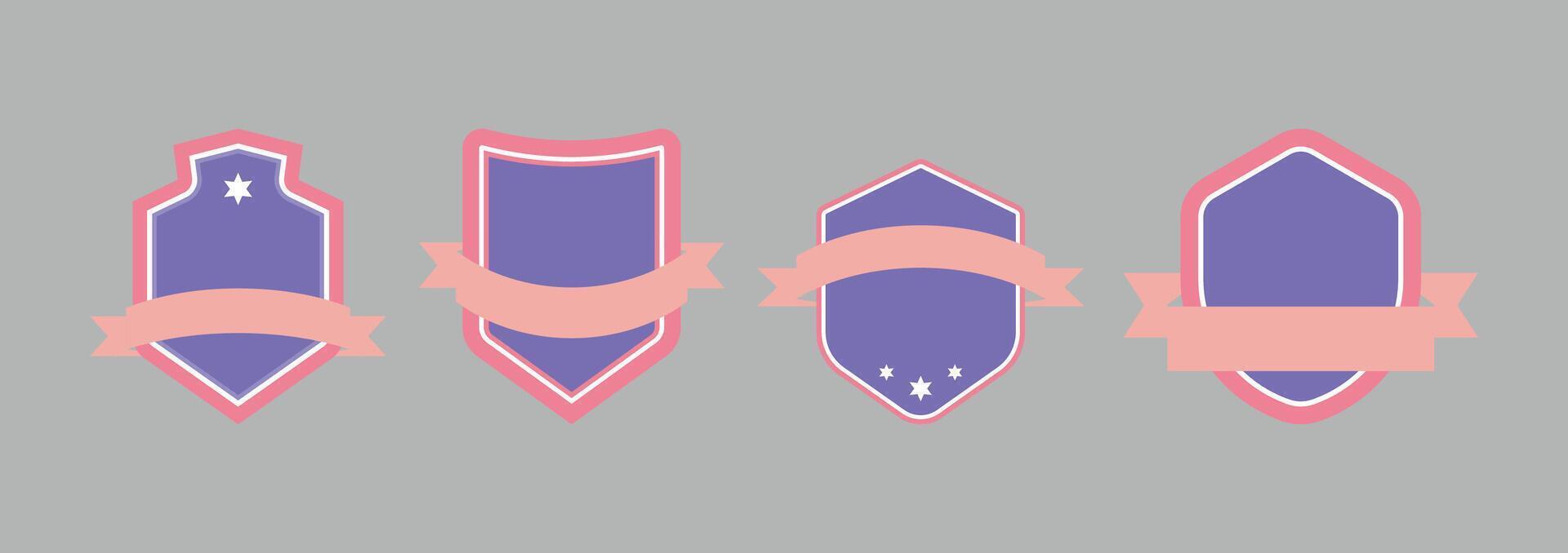 Pastel Ribbon Shield Badge Set vector