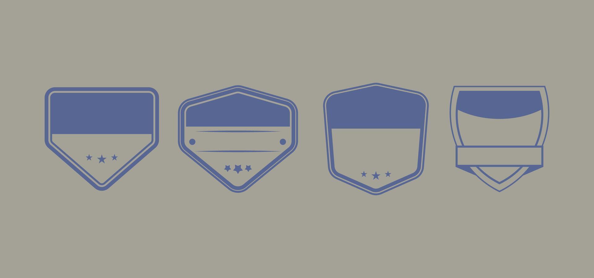 Blue Vintage Shield Badge Set vector
