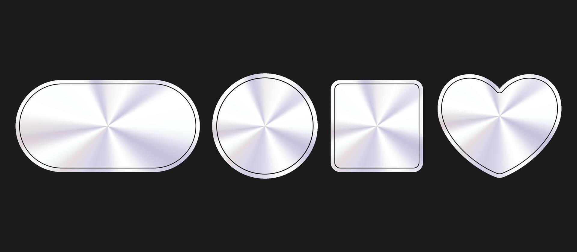 Shinny Holographic Sticker Shapes Set vector