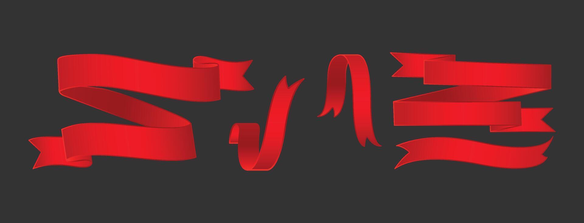 Red Ribbon Banners Design Set Collection vector