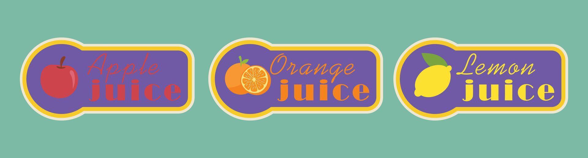 Colorful Fruit Juice Label Stickers vector
