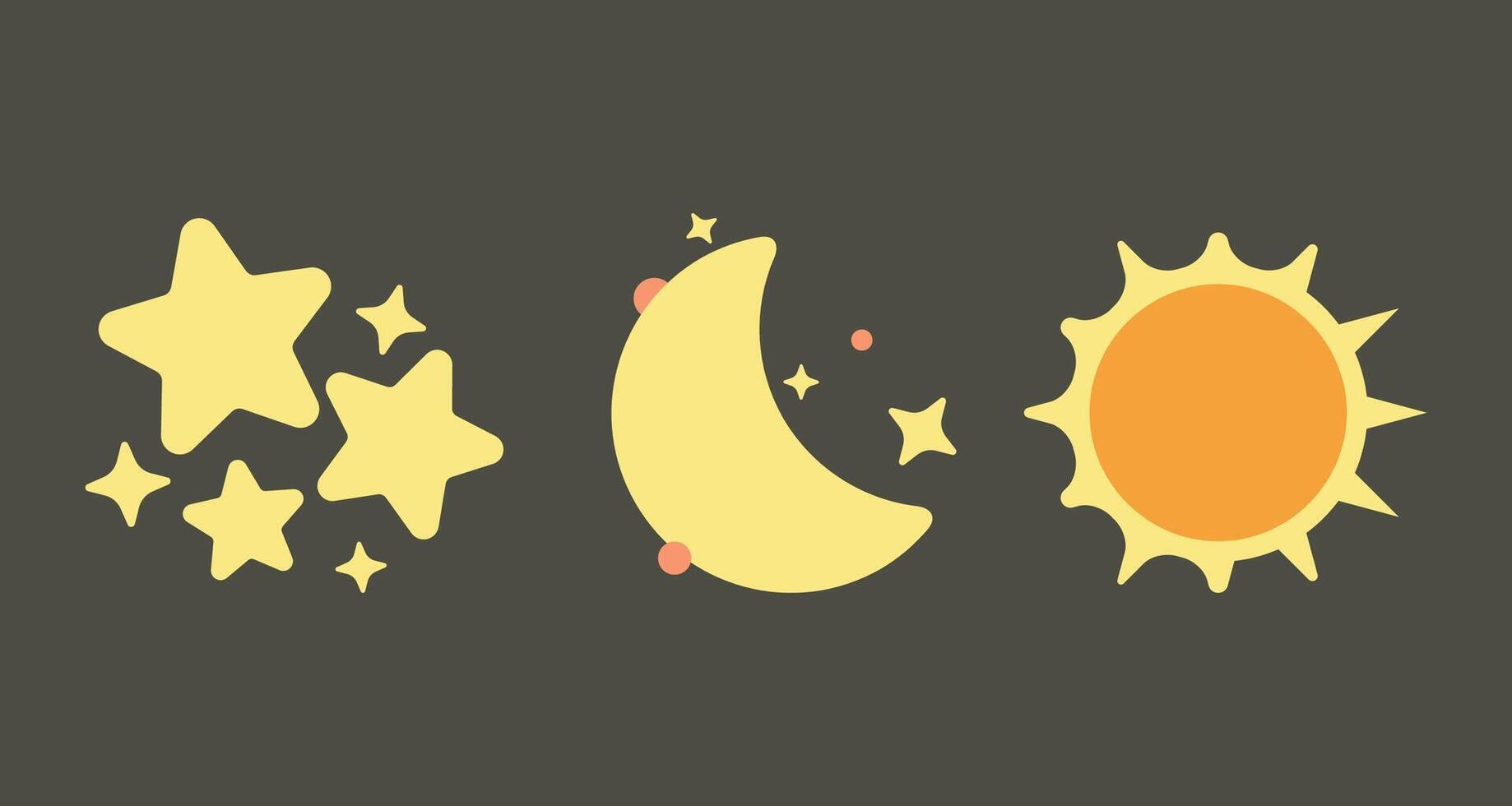 Cartoon Sun Moon Stars Illustration vector