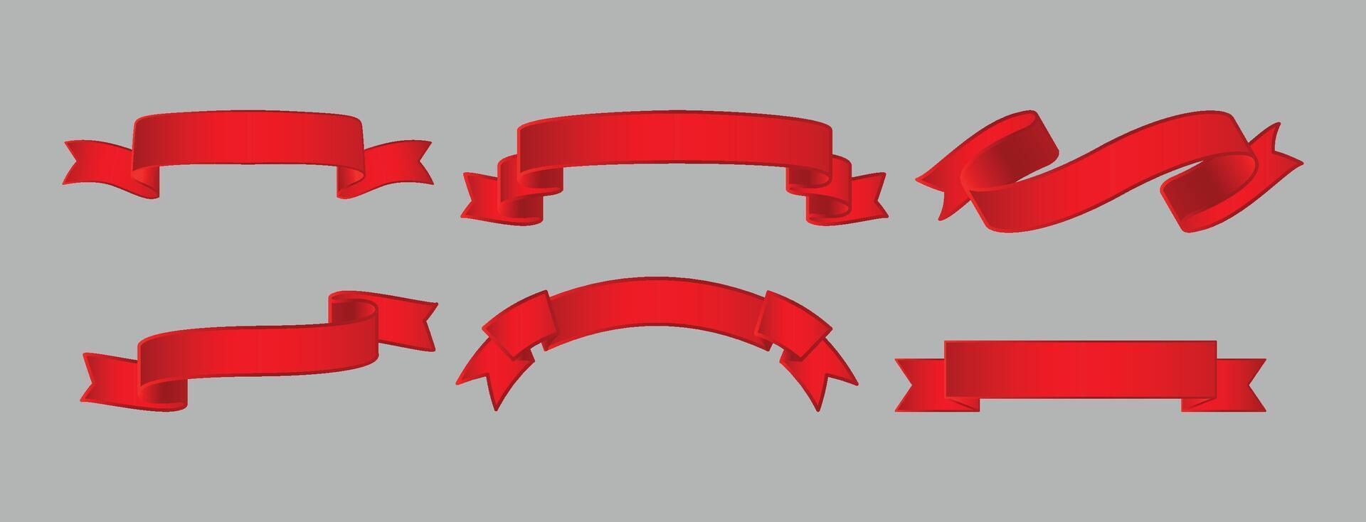 Red Ribbon Banners Design Set vector
