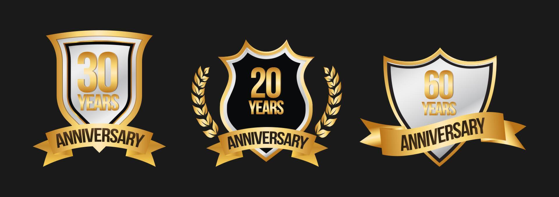 Gold Anniversary Emblem Design Set vector
