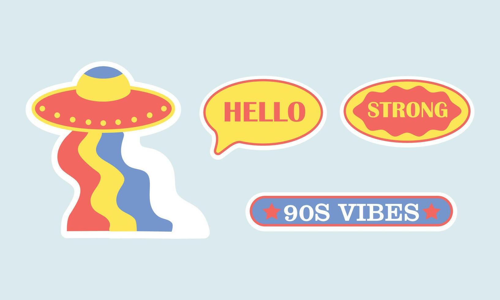 Retro 90s Vibes Sticker Set vector