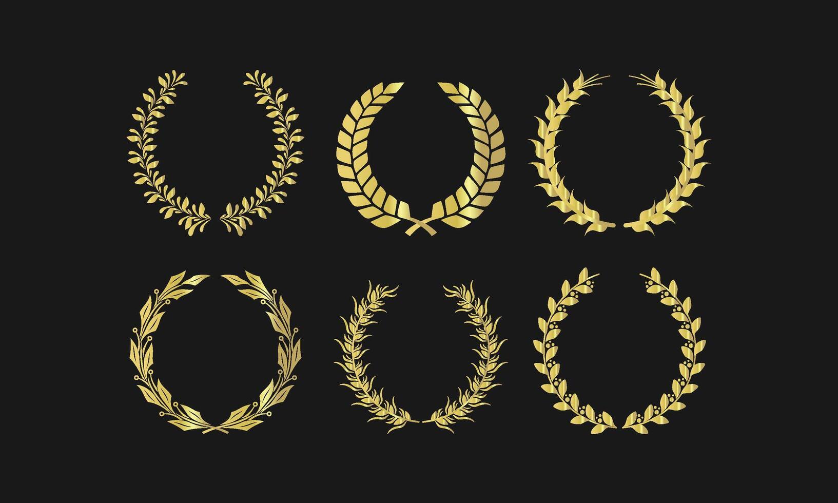 Quality Gold Laurel Wreath Collection for Elegant Award vector
