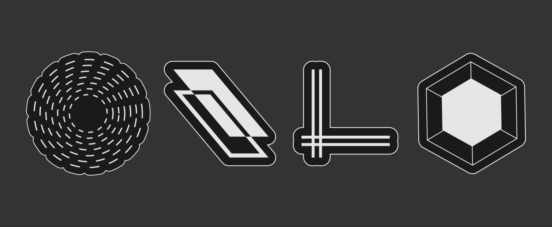 Modern Geometric Black White Stickers vector