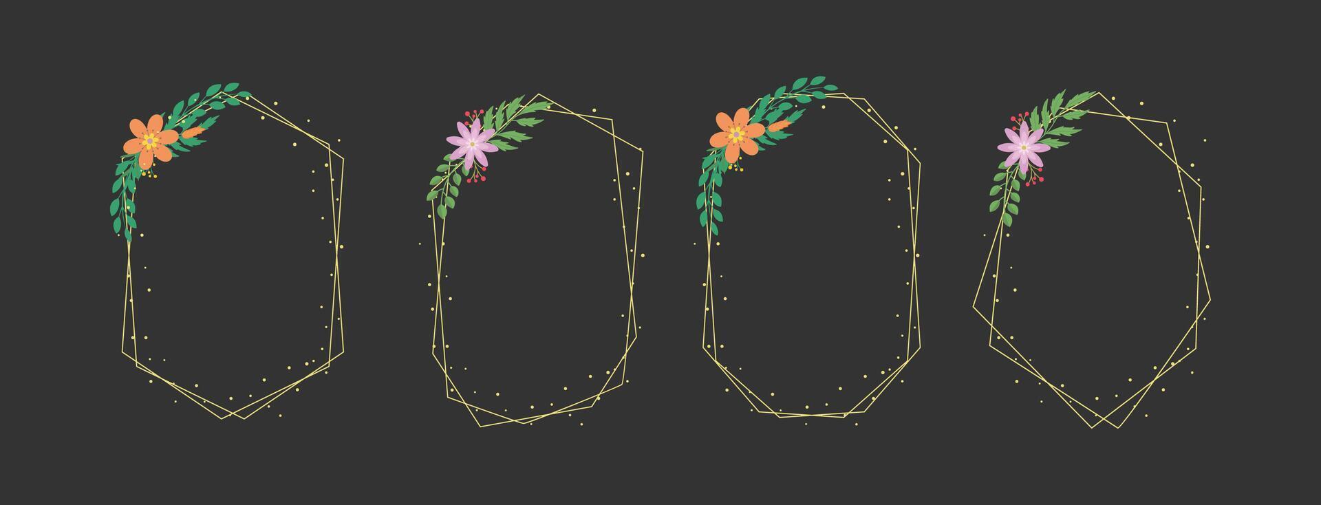 Trendy Floral Geometric Frame vector