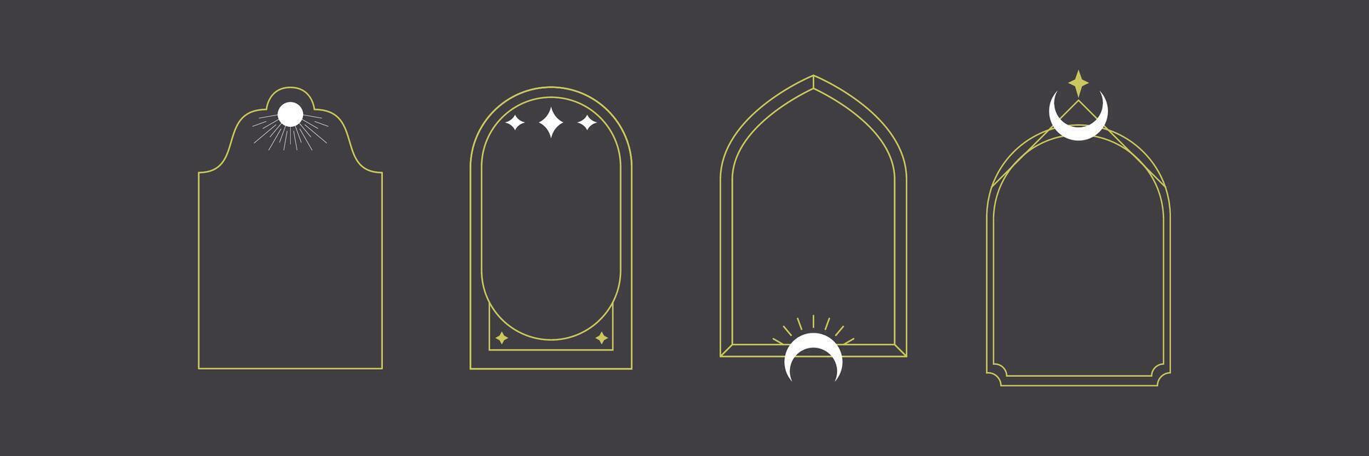 Elegant Boho Crescent Moon Frames Collection vector