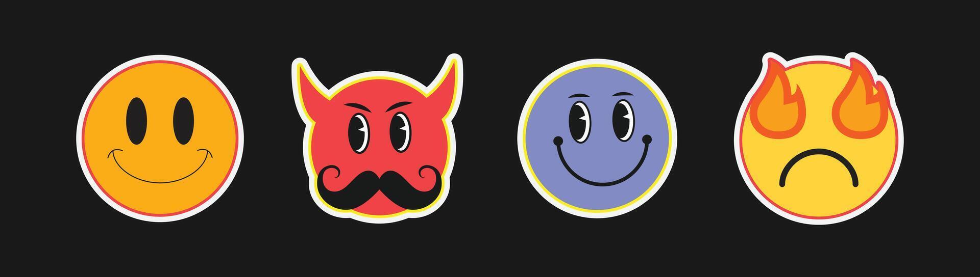 Retro Pop Art Emoji Set vector