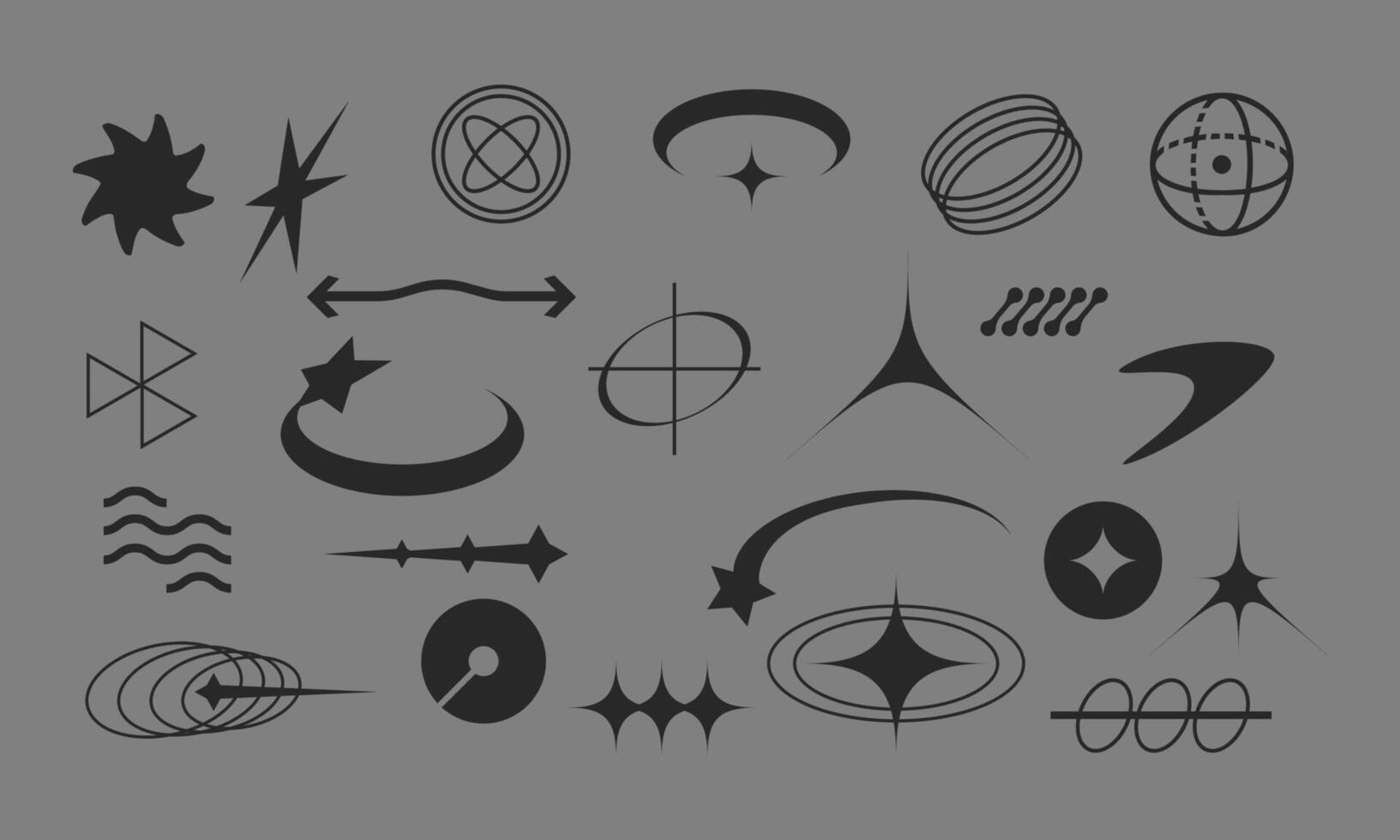 Y2K Abstract Symbol Collection for Futuristic and Tech Inspired Design Elements vector