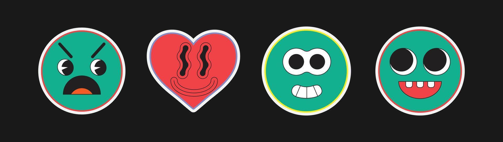 Quirky Pop Art Emoji Stickers vector