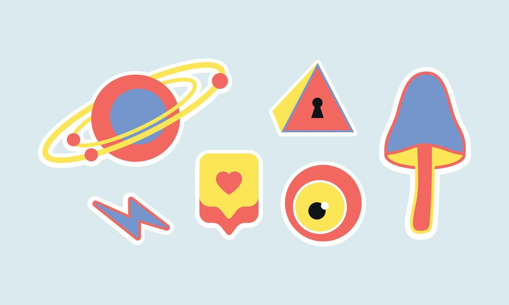 Retro Funky Sticker Set vector