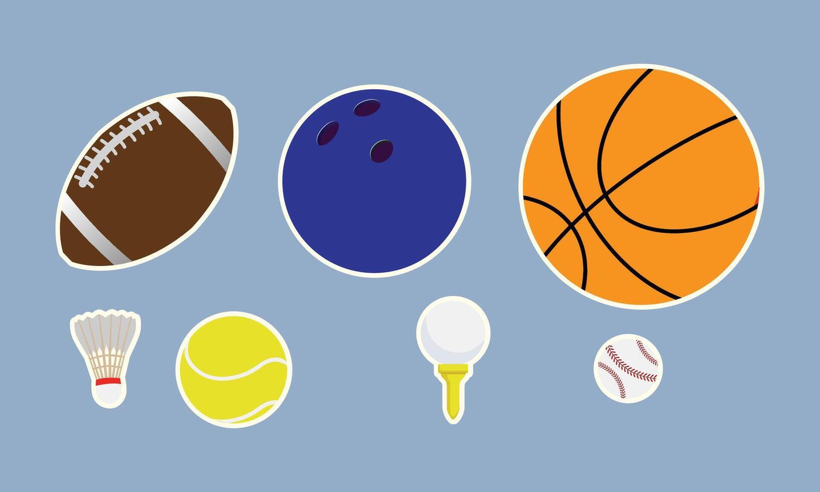 Sports Balls Sticker Set Collection vector