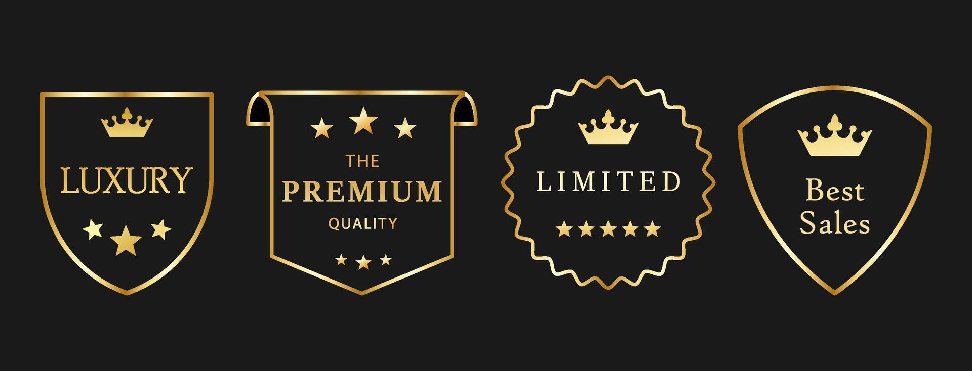Gold Premium Quality Badges vector