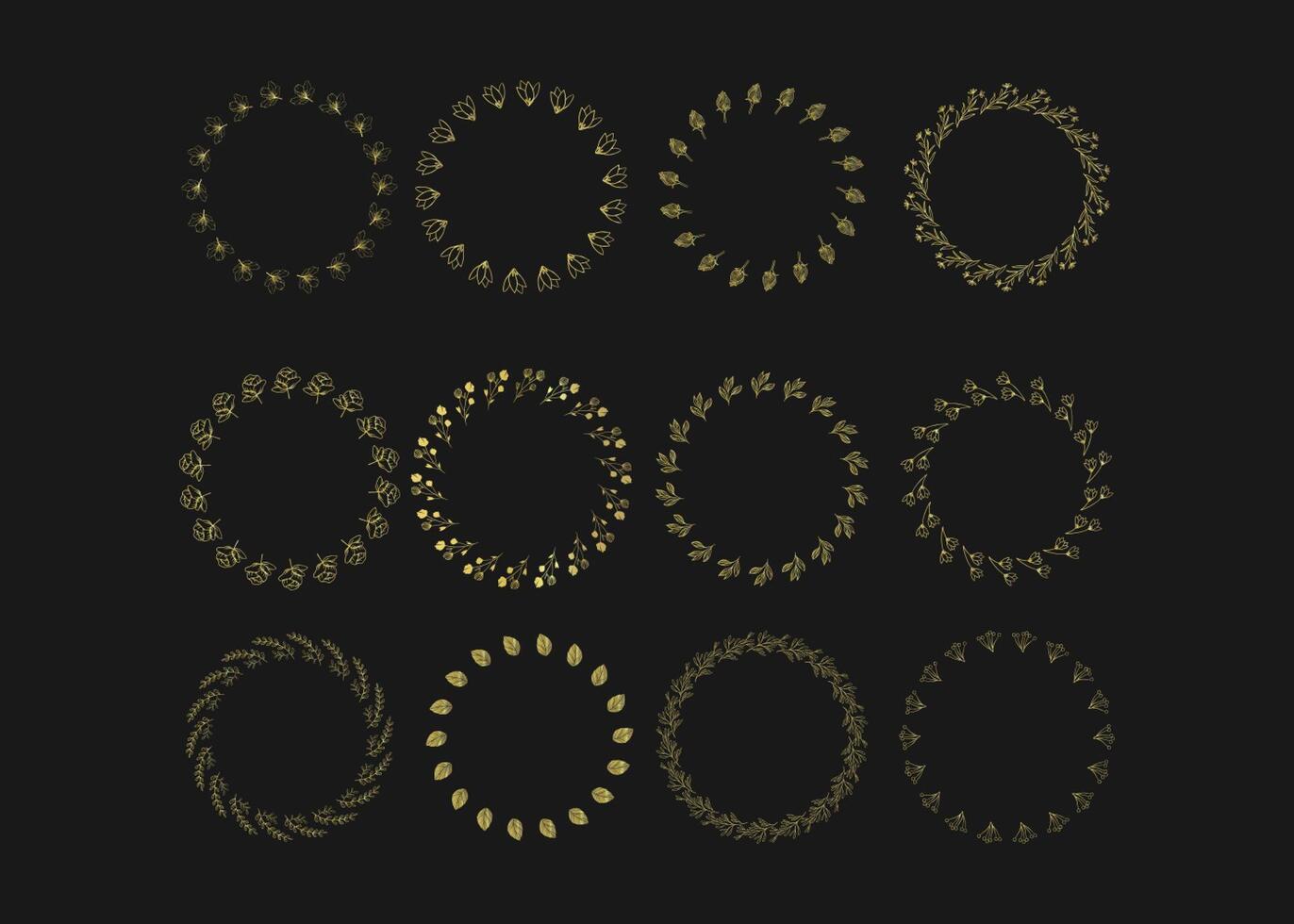 Gold Floral Wreath Decorative vector