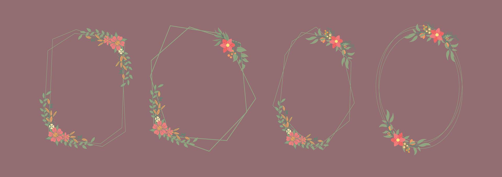 Frame, Floral Geometric Frame Collection vector