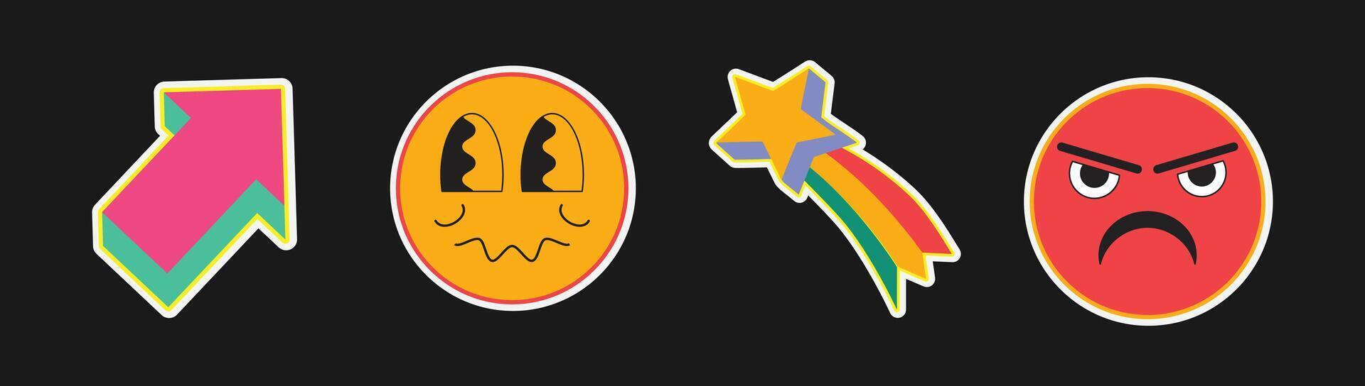 Retro Pop Art Emoji Stickers vector