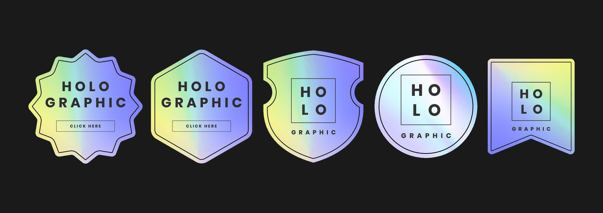 Holographic Badge Sticker Design Set vector