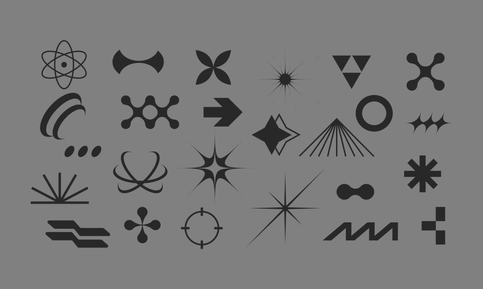Y2K Abstract Symbol and Shape Collection for Futuristic Design Elements vector