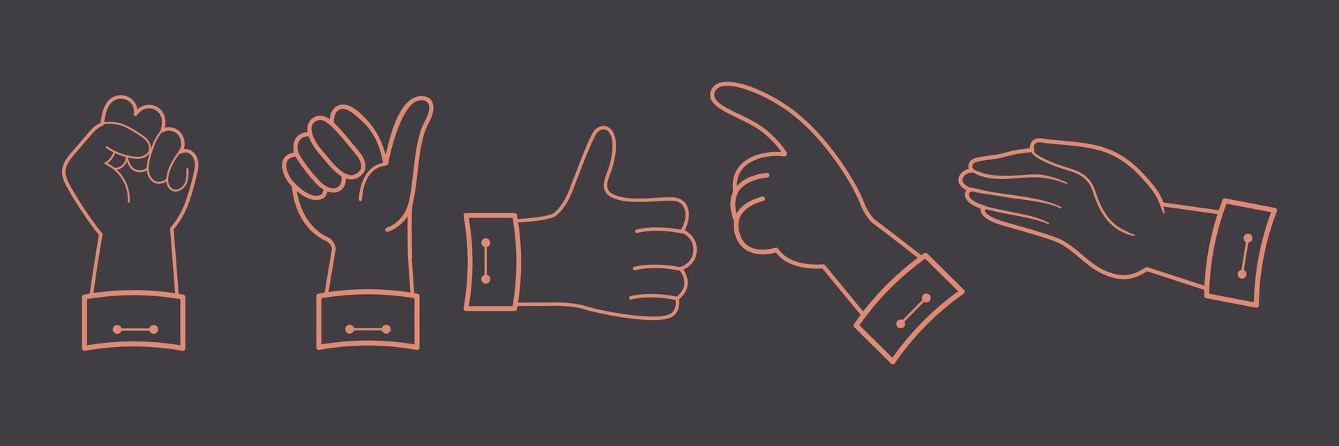 Hand Gestures Line Art vector