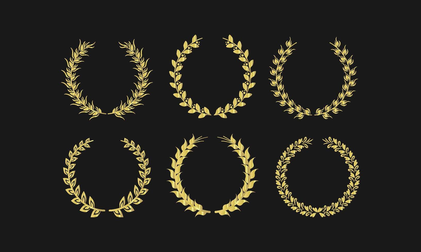 Elegant Gold Laurel Wreath Collection vector
