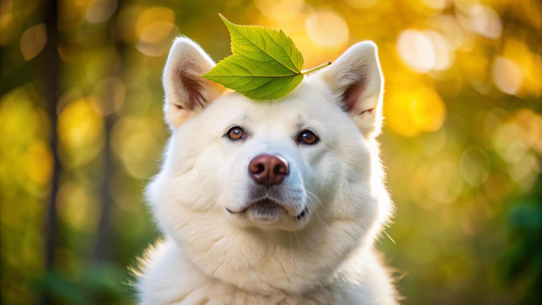 Close up portrait of beautiful siberian husky dog in autumn park photo